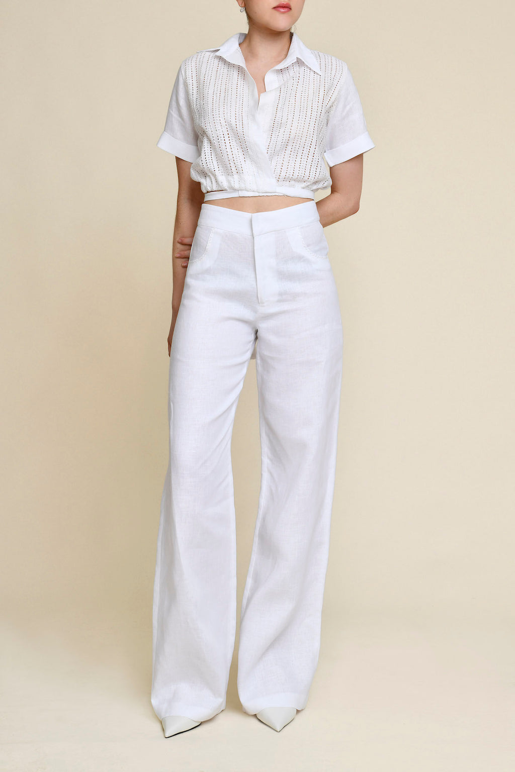 Paseo 100% Linen Pants - White