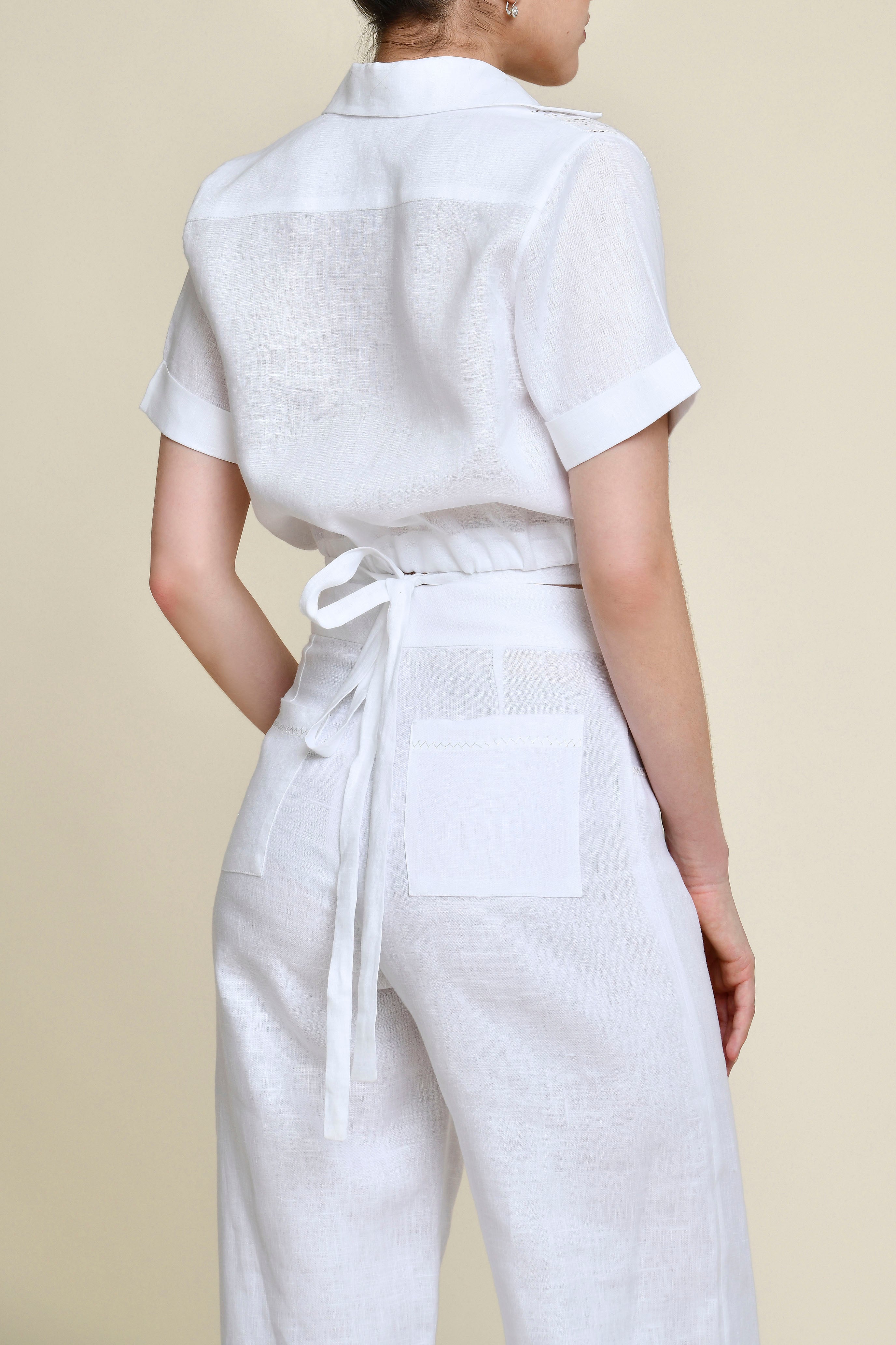 Paseo 100% Linen Pants - White