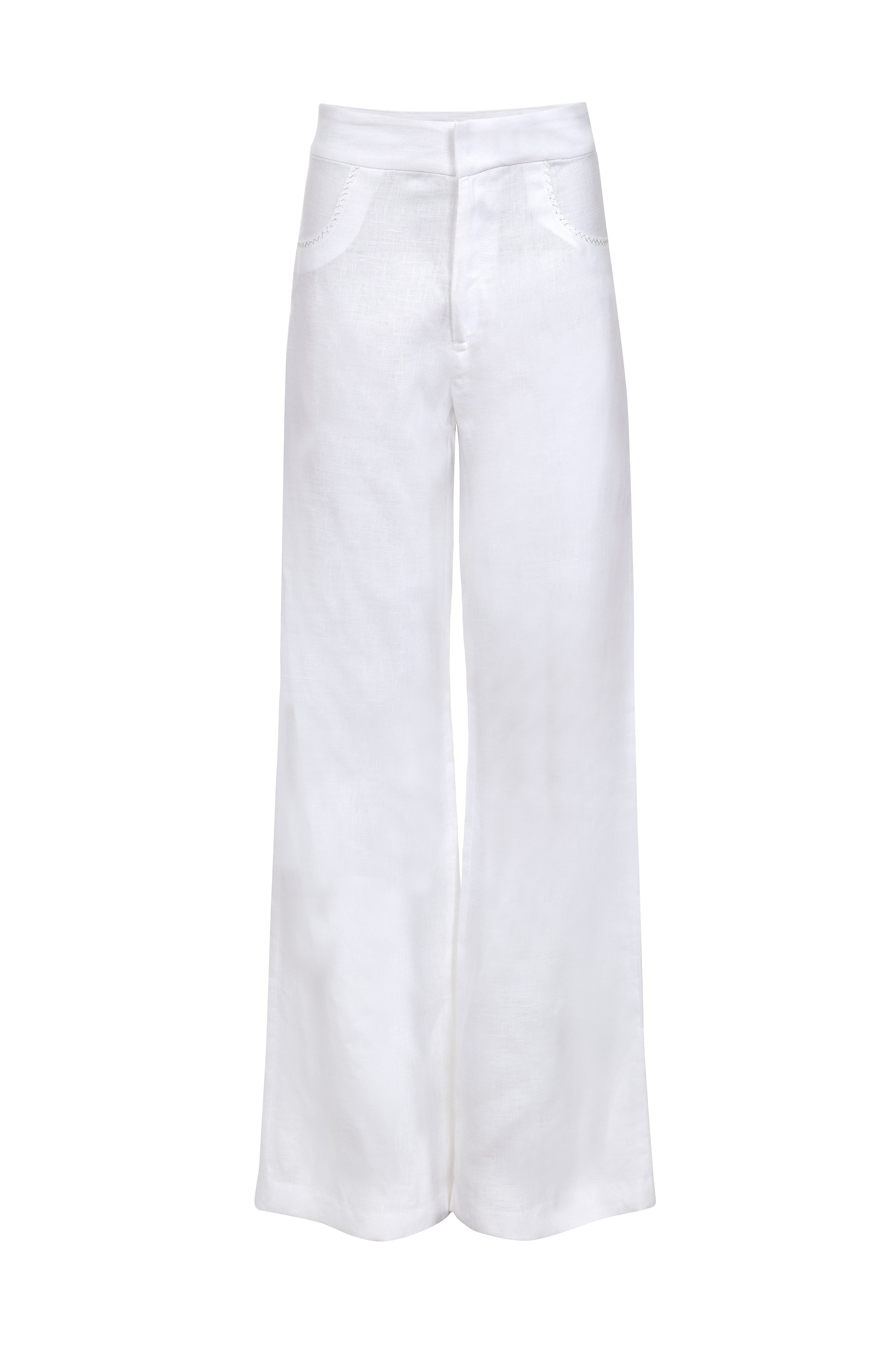 Paseo 100% Linen Pants - White